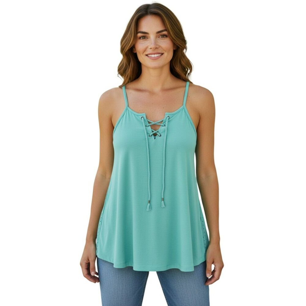 SO Junior’s Light Green Tank  Size XS Spaghetti Strap Blouse fast delivery #20